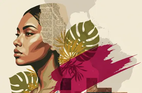 Grafika ilustrująca warsztaty hiszpańskiego online w Alma Española o kobietach w Ameryce Łacińskiej.