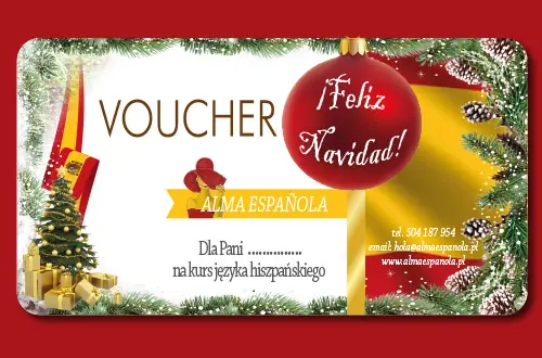 Świąteczny voucher prezentowy na kurs języka hiszpańskiego i portugalskiego w Alma Española - nauka online i w Katowicach