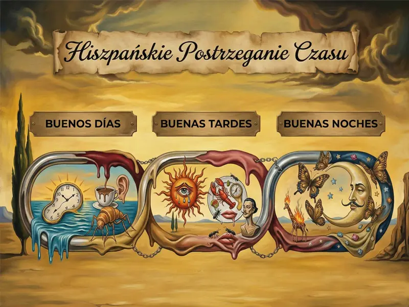 Infografika hiszpańskie pory dnia i powitania buenos dias buenas tardes buenas noches w kulturze Hiszpanii