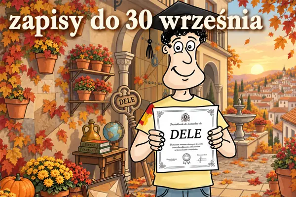 Ilustracja kandydata z dyplomem DELE – zapisy na listopadową sesję 2026 do 30 września